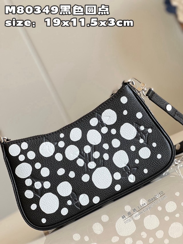 LV專櫃2023新款Easy Pouch On Strap手袋 M80349黑色圓點 路易威登鏈條肩背斜挎女包 dn1369